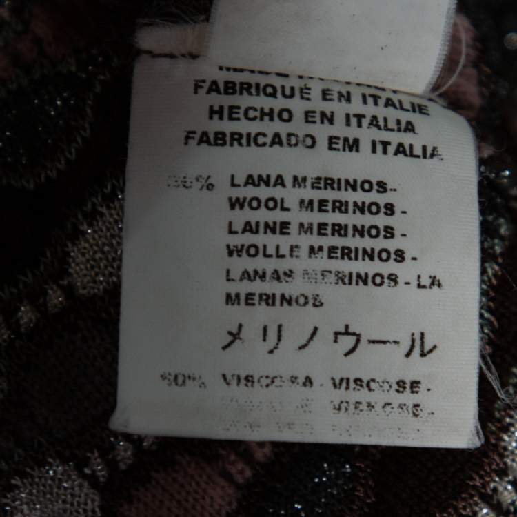 Pre Owned Missoni Brown Wool And Lurex Knit Turtle Neck Sleeveless Top & Button Front Cardigan Set M
