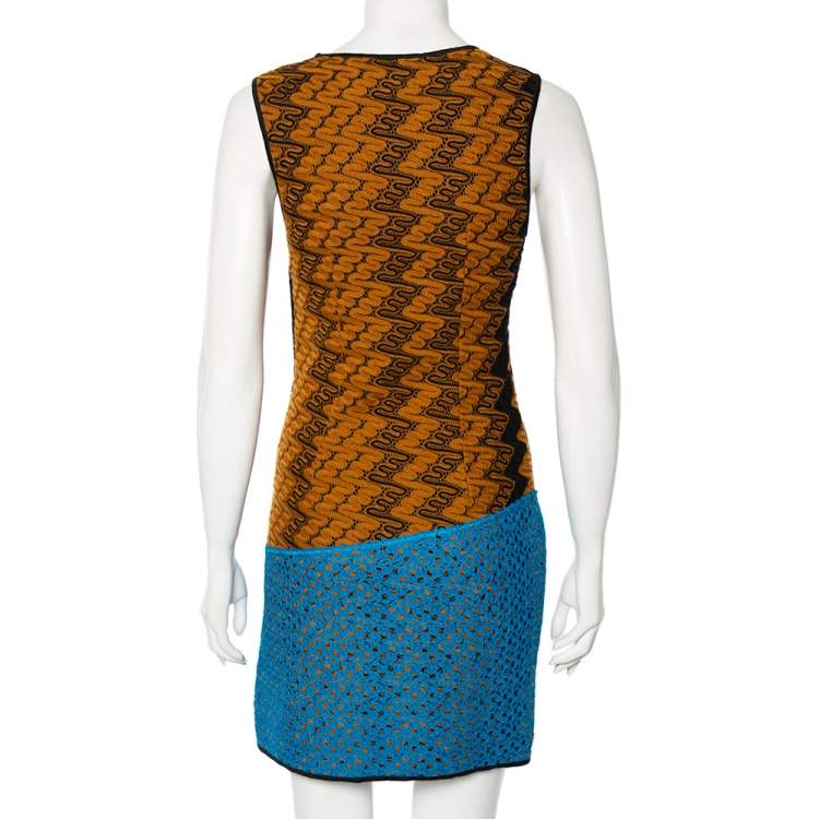 Pre Owned Missoni Multicolored Jacquard Knit Sleeveless Short Dress S 