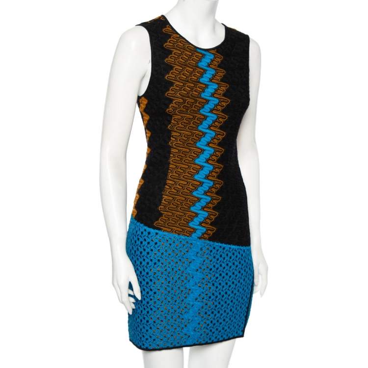 Pre Owned Missoni Multicolored Jacquard Knit Sleeveless Short Dress S 