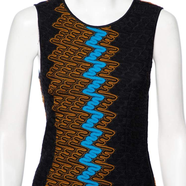 Pre Owned Missoni Multicolored Jacquard Knit Sleeveless Short Dress S 
