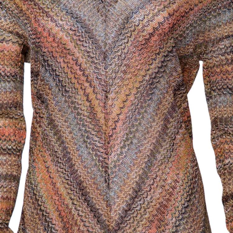 مملوكة مسبقًا Missoni Multicolored Textured Lurex Knit Long Sleeve Dress M