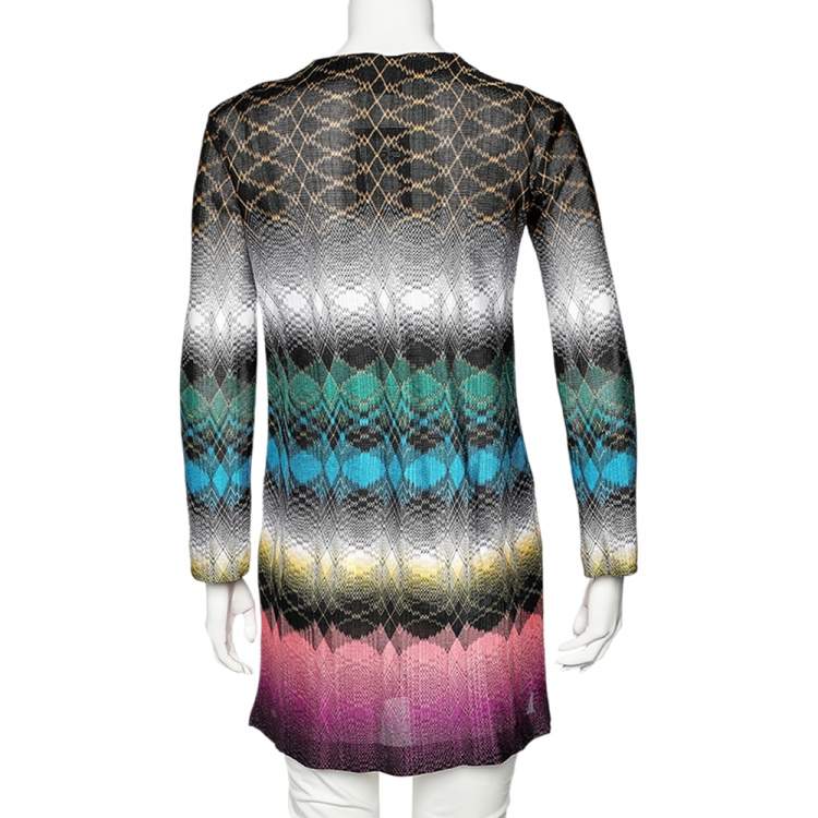 Pre Owned Missoni Multicolored Knit Button Front Long Cardigan XS 