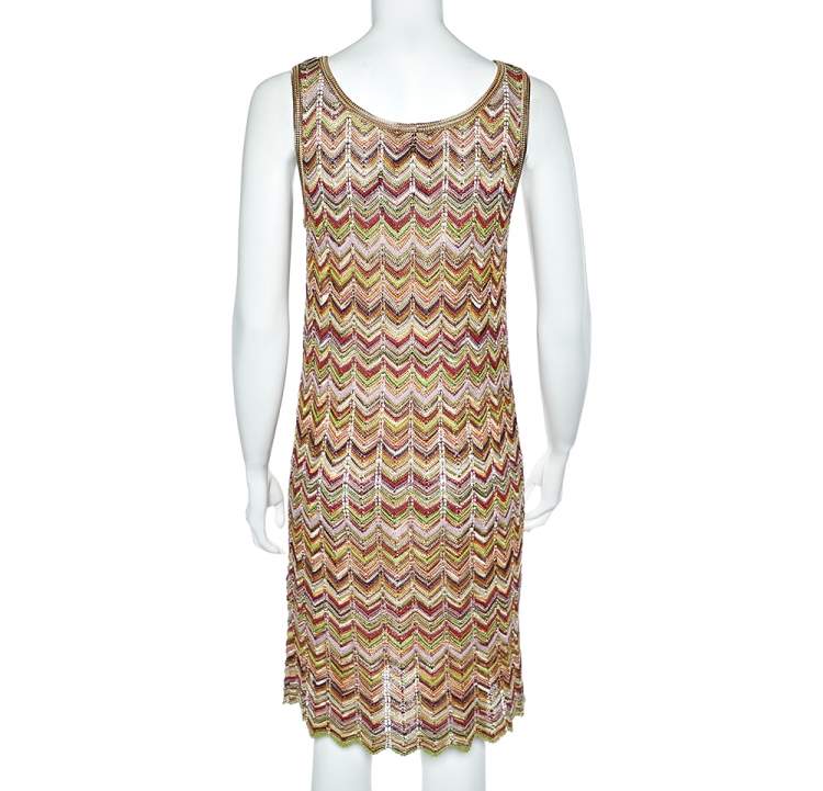 Pre Owned Missoni Multicolored Knit Sleeveless Short Shift Dress M