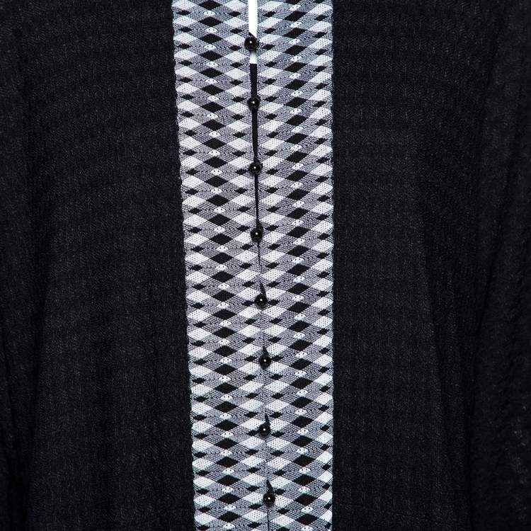 Pre Owned Missoni Black Knit Contrast Trim Detailed Cardigan L