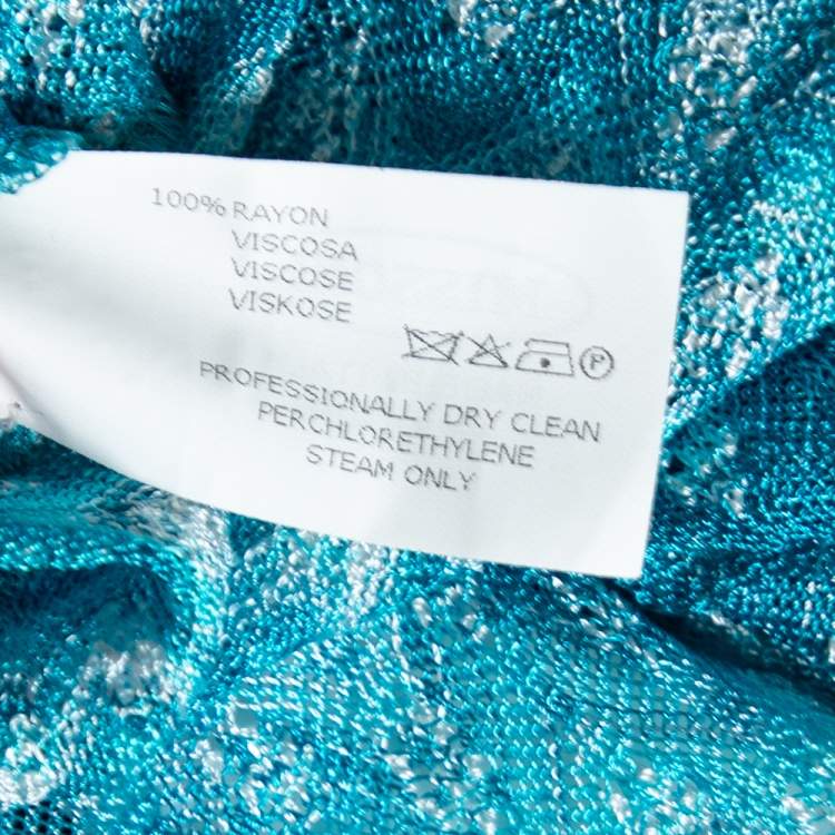 مملوكة مسبقًا Missoni Mare Blue Textured Knit V-Neck Maxi Dress S