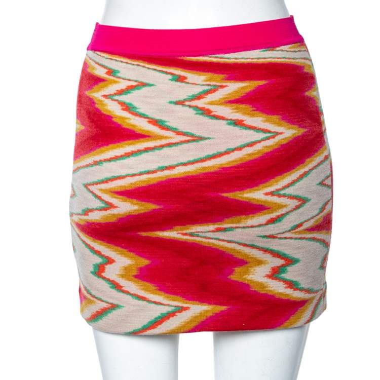Pre Owned Missoni Multicolored Jacquard Knit Mini Skirt S