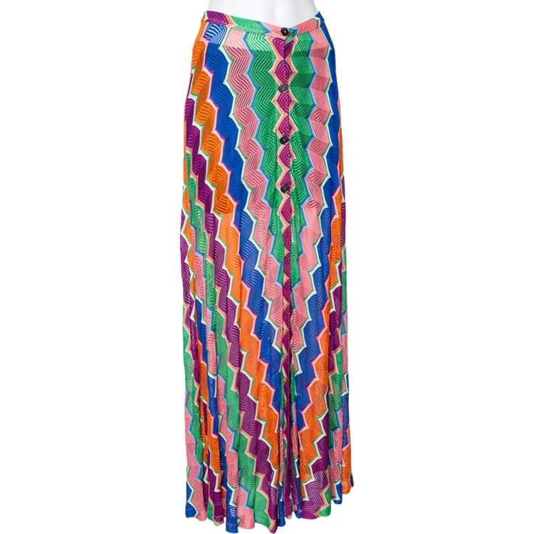Pre Owned Missoni Multicolored Knit Buttoned Maxi Skirt S
