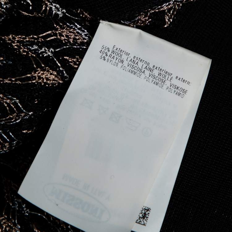 Pre Owned Missoni Black Patterned Knit Overlay Detail Oversized Long Cardigan M