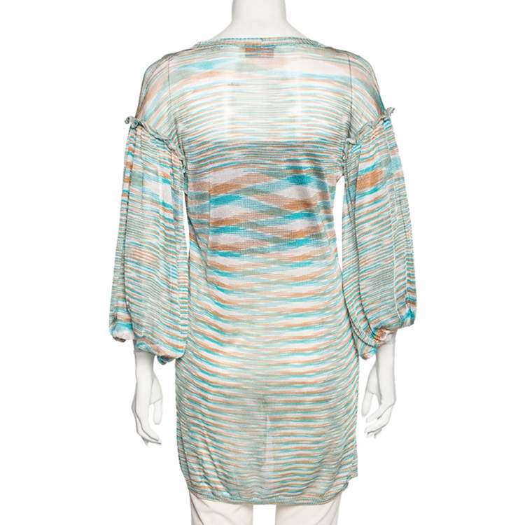 Pre Owned Missoni Multicolor Striped Knit Button Front Cardigan M