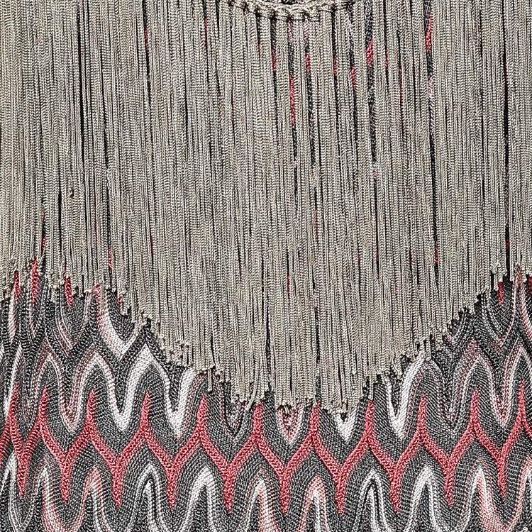 Pre Owned Missoni Multicolor Patterned Knit Fringed Sleeveless Mini Dress M
