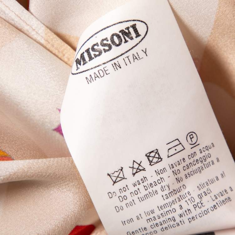 Pre Owned Missoni Cream Printed Crepe & Knit Trim Detailed Button Front Shirt M