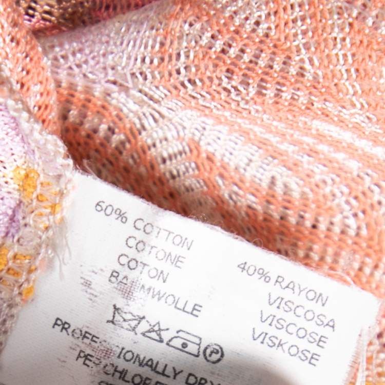 مملوكة مسبقًا Missoni Multicolor Textured Cotton Long Sleeve Midi Dress M