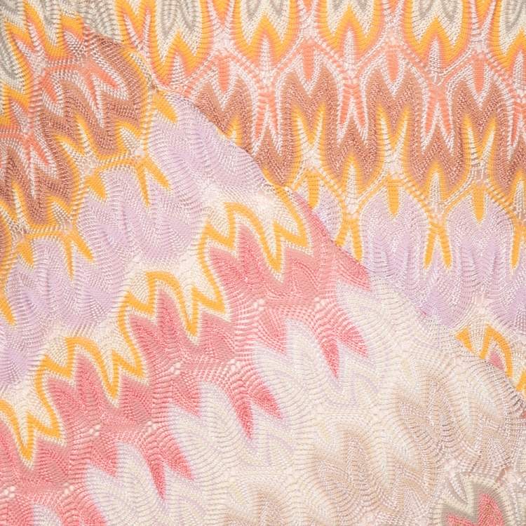 مملوكة مسبقًا Missoni Multicolor Textured Cotton Long Sleeve Midi Dress M