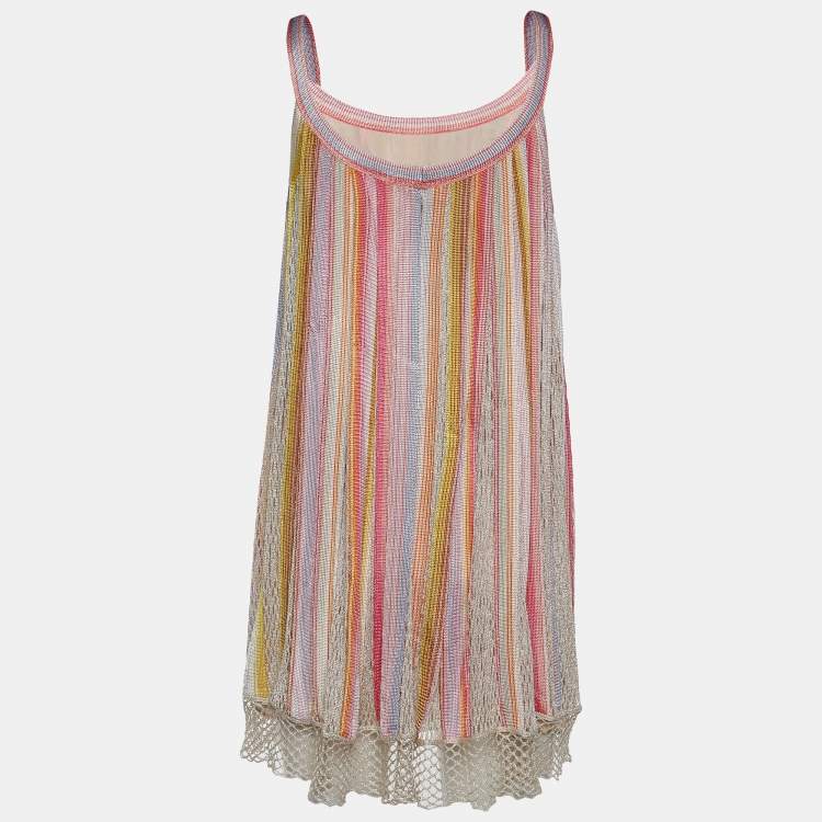 Pre Owned Missoni Multicolor Stripe Knit Flared Mini Dress S