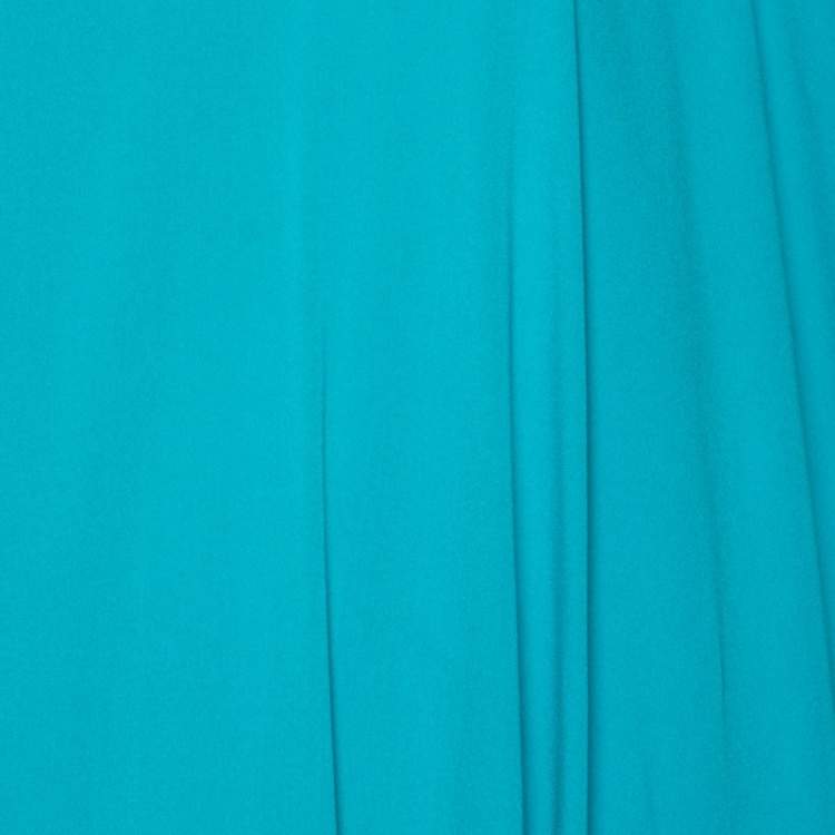 Pre Owned Missoni Blue Stretch Silk Embellished Detail Layered Asymmetric Dress M