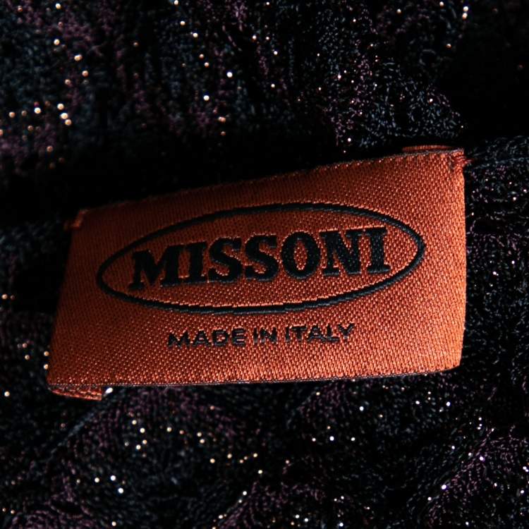 مملوكة مسبقًا Missoni Black Lurex Knit & Crystal Embellished Tiered Mini Dress M
