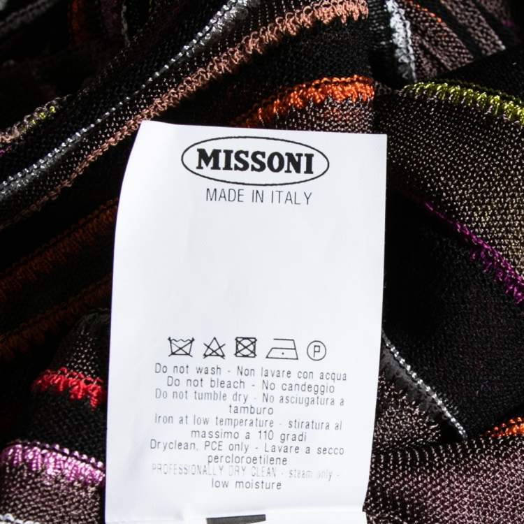Pre Owned M Missoni Multicolor Lurex Stripe Knit Open Front Cardigan M