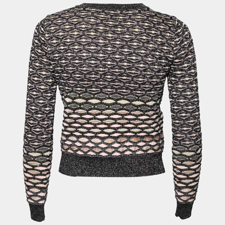 Pre Owned Missoni Multicolor Metallic Textured Knit Button Front Cardigan S