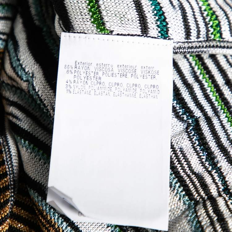 Pre Owned Missoni Multicolor Wave Patterned Knit Sleeveless V Neck Flared Hem Dress M