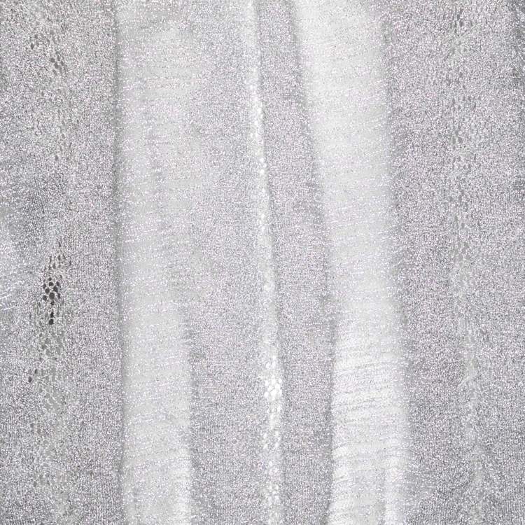 Pre Owned Missoni Silver Textured Lurex Knit Top M