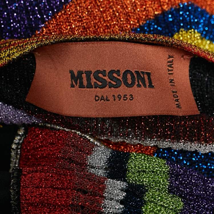 مملوكة مسبقًا Missoni Multicolor Metallic Lurex Knit Ruffle Tiered Maxi Dress M