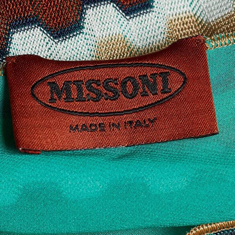 Pre Owned Missoni Multicolored Patterned Stretch Knit One Shoulder Belted Tunic S