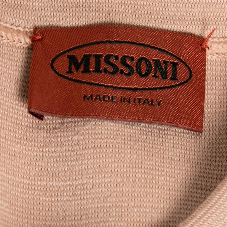 مملوكة مسبقًا Missoni Beige Patterned Inset Knit Long Sleeve Dress S