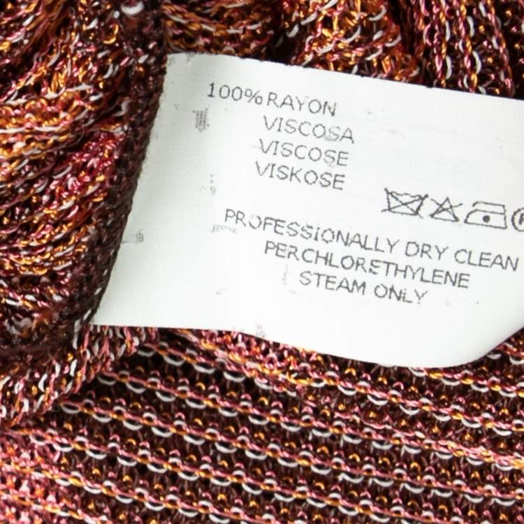 Pre Owned Missoni Brown Intarsia Knit Ruched One Shoulder Top M