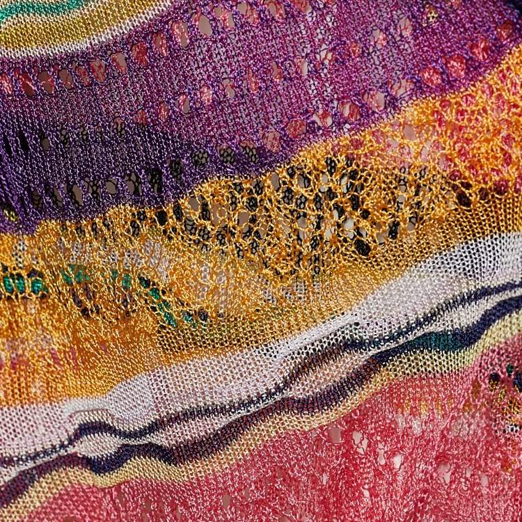 Pre Owned Missoni Multicolor Pointelle Knit Tank Top and Cardigan Set M
