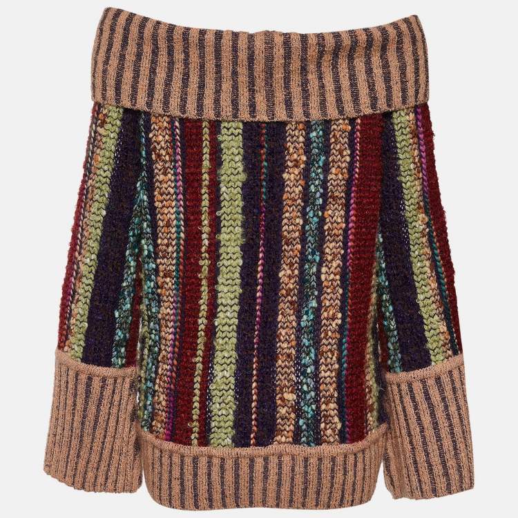 Pre Owned Missoni Multicolor Striped Wool & Mohair Knit Cowl Neck Sweater L