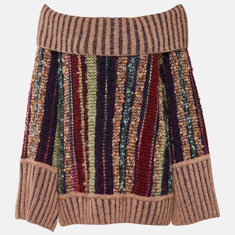 Pre Owned Missoni Multicolor Striped Wool & Mohair Knit Cowl Neck Sweater L