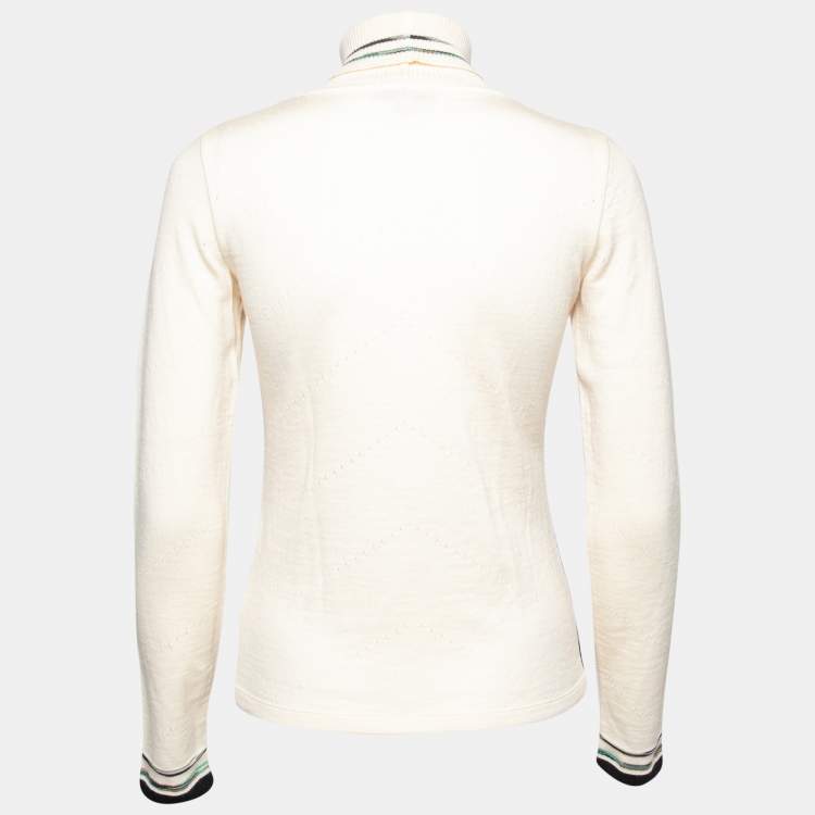 Pre Owned Missoni Multicolor Pointel Intarsia Knit Wool Turtle Neck Sweater M