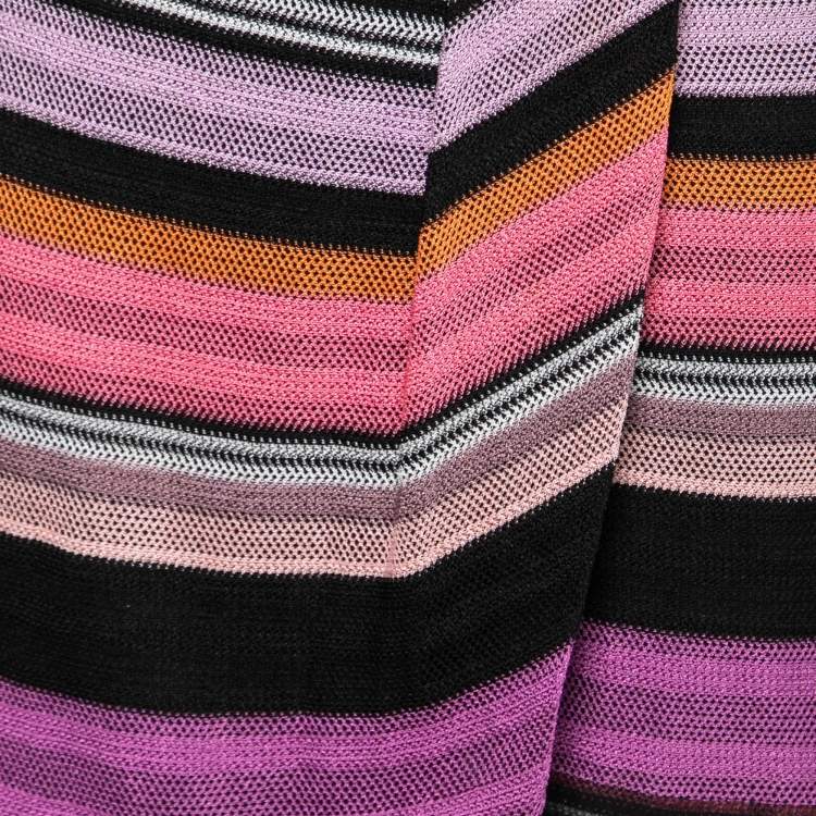Pre Owned Missoni Multicolor Striped Knitted Slit Detail Skirt S