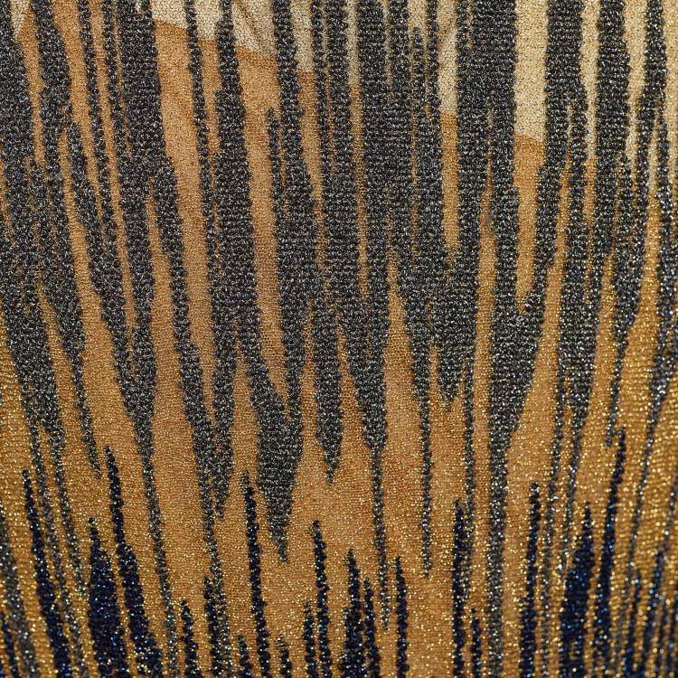 Pre Owned M Missoni Gold Lurex Knit Long Sleeve Dress M