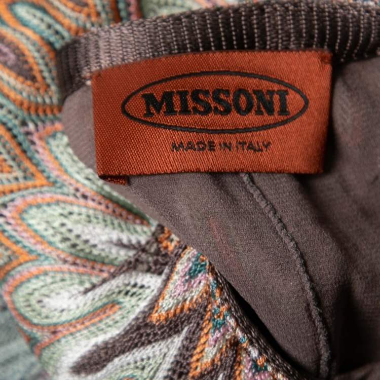 Pre Owned Missoni Multicolor Textured Knit Belted Skirt L