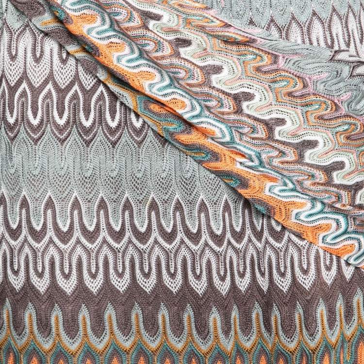 Pre Owned Missoni Multicolor Textured Knit Belted Skirt L