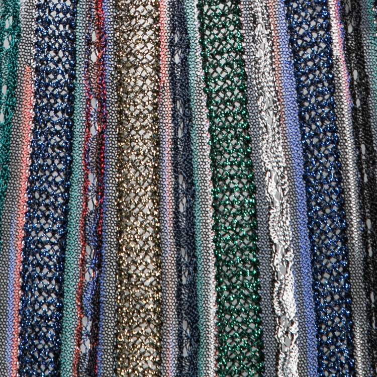 Pre Owned Missoni Multicolor Lurex Knit Striped Halter Blouse L