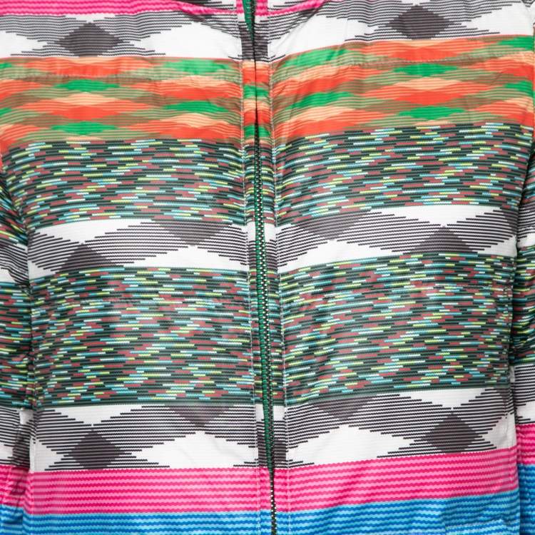 Pre Owned Missoni Multicolor Striped Quilted Down Hooded Coat S