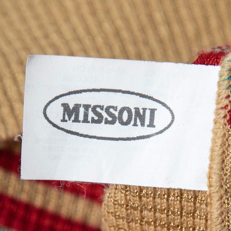 Pre Owned Missoni Mustard Striped Pattern Wool Knit V-Neck Top S