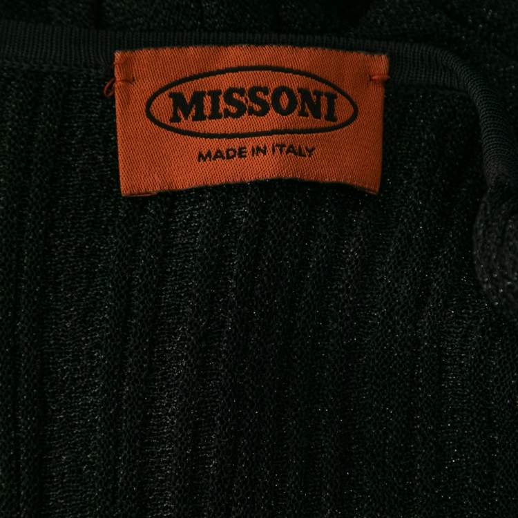 Pre Owned Missoni Black Lurex Ribbed Knit Long Sleeve Maxi Dress M