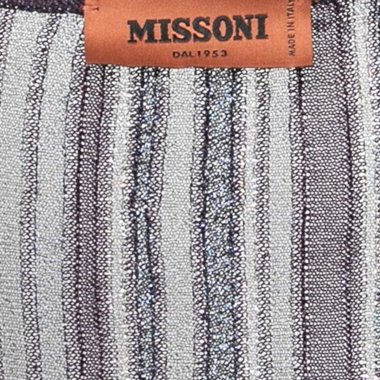 Pre Owned Missoni Multicolor Striped Lurex Knit Front-Tie Long Cardigan S