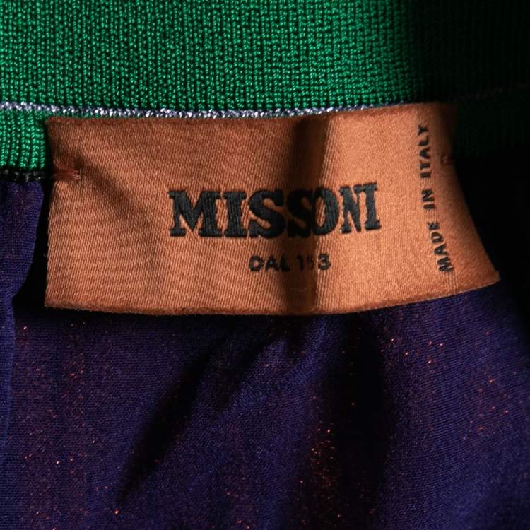 Pre Owned Missoni Multicolor Striped Lurex Knit Maxi Skirt M