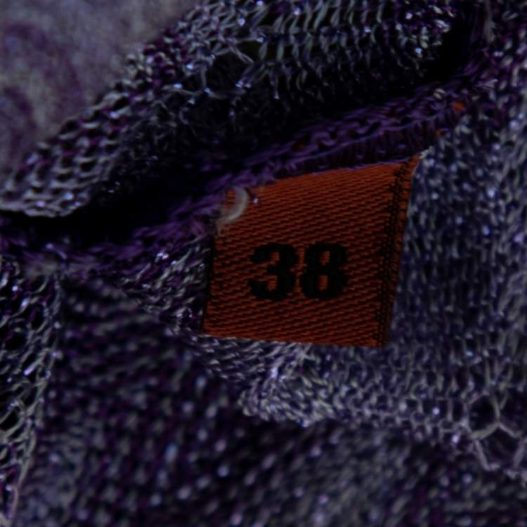 Pre Owned Missoni Purple Patterned Lurex Knit Button Front Long Cardigan S