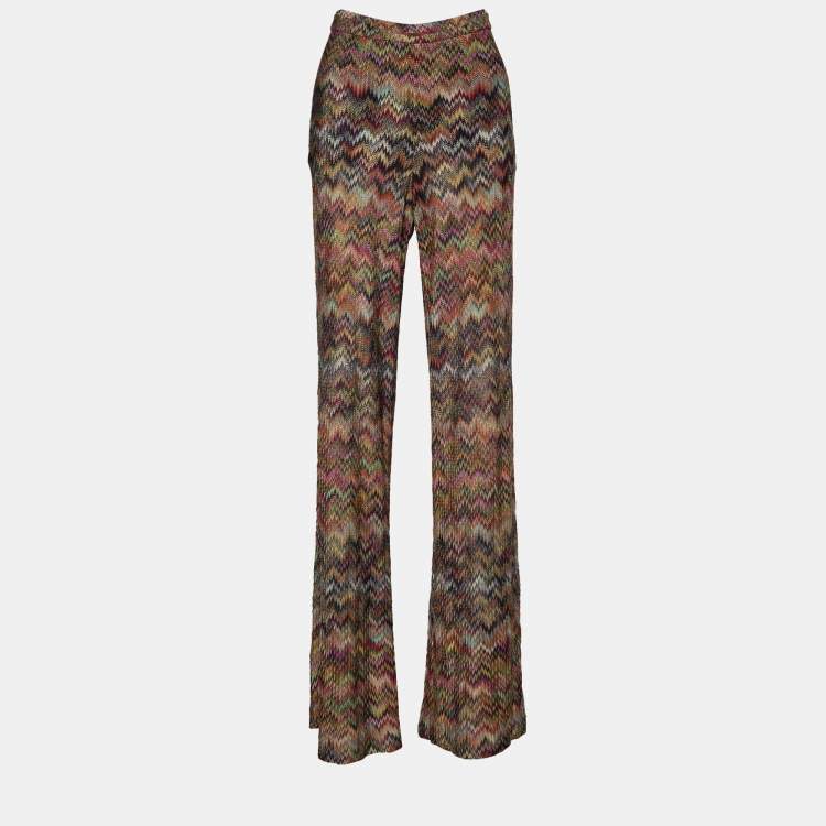Pre Owned Missoni Multicolor Zig Zag Knit Flared Trousers L