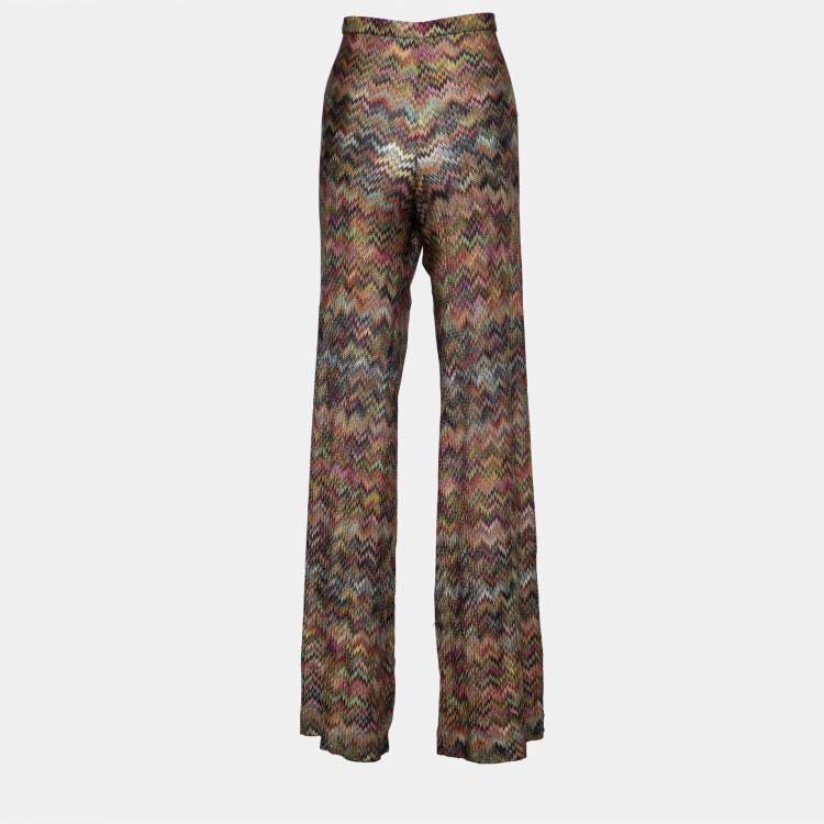 Pre Owned Missoni Multicolor Zig Zag Knit Flared Trousers L
