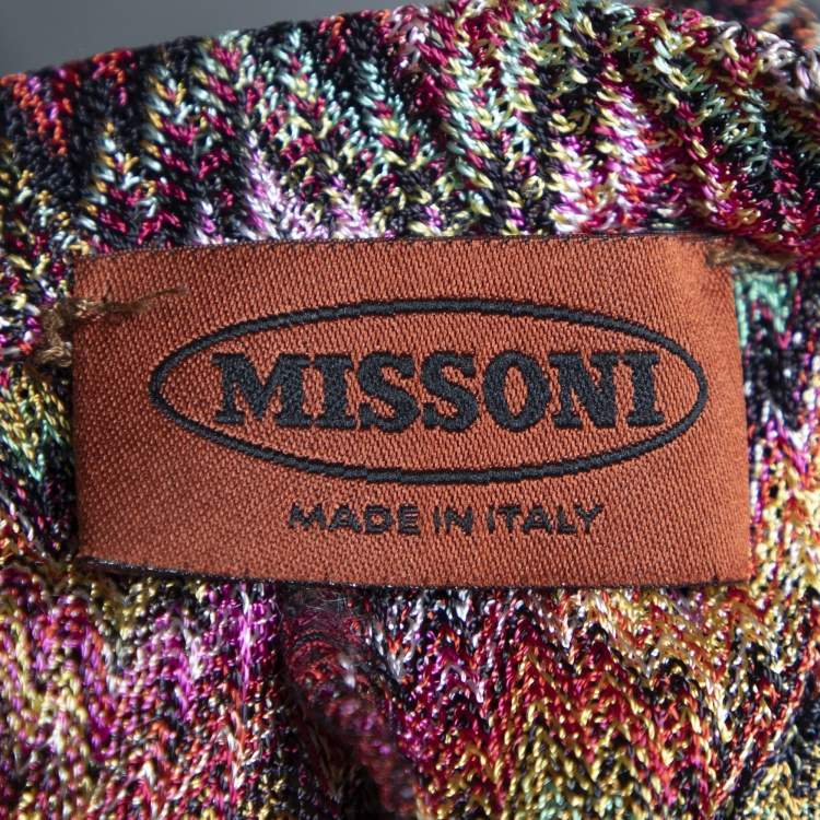 Pre Owned Missoni Multicolor Zig Zag Knit Flared Trousers L