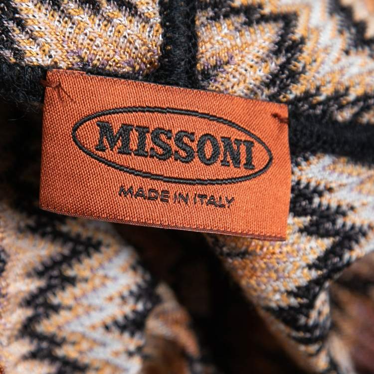 Pre Owned Missoni Multicolor Chevron Patterned Knit Open Front Cardigan M  