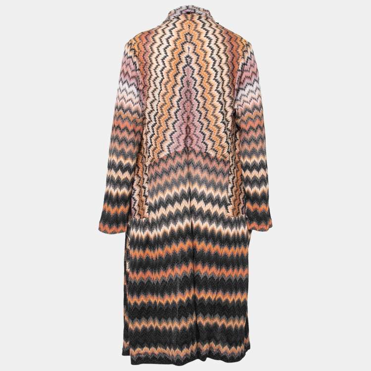 Pre Owned Missoni Multicolor Chevron Patterned Knit Open Front Cardigan M  