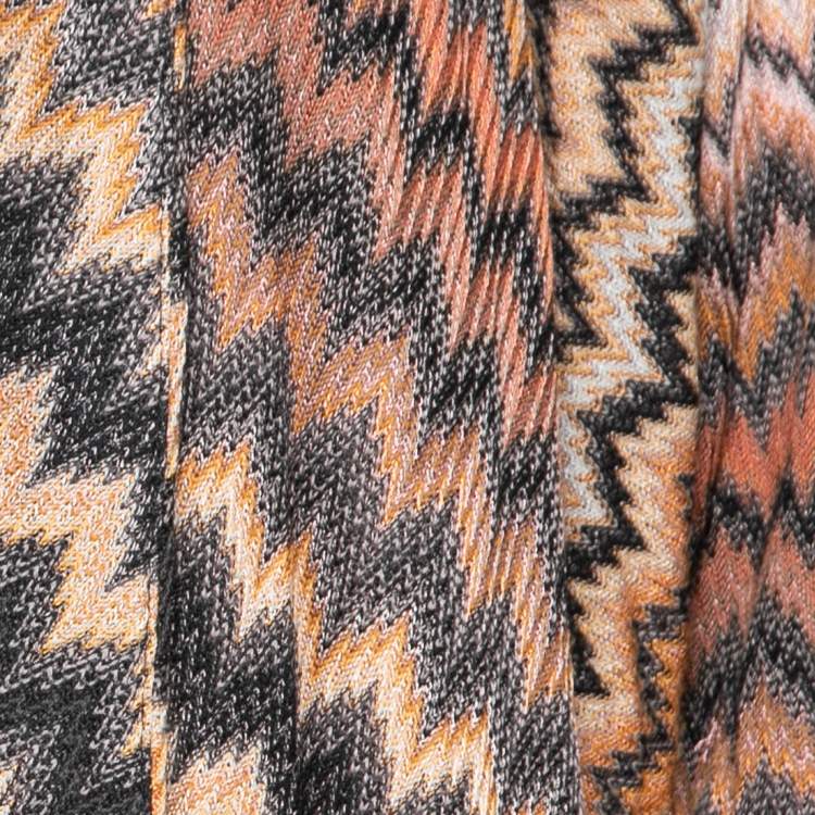 Pre Owned Missoni Multicolor Chevron Patterned Knit Open Front Cardigan M  