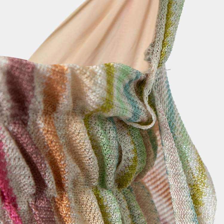 Pre Owned Missoni Multicolored Stripe Knit Tie Detail Short Dress M